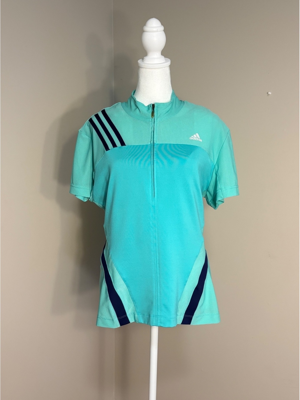 Vintage Adidas Quarter Zip Top Women’s Size Large Teal & Black Tennis Sportswear